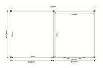 Tuinhuis met veranda plat dak 350 x 400 + 350cm Tuinhuis met veranda plat dak 350 x 400 + 350cm