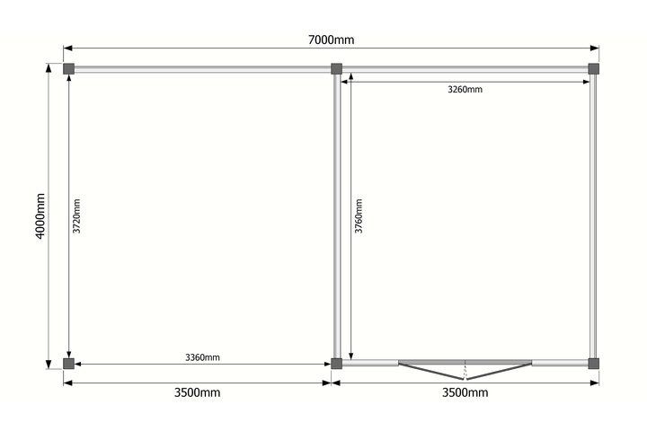 Tuinhuis met veranda plat dak 350 x 400 + 350cm Tuinhuis met veranda plat dak 350 x 400 + 350cm