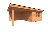 Tuinhuis met veranda plat dak 350 x 400 + 350cm Tuinhuis met veranda plat dak 350 x 400 + 350cm