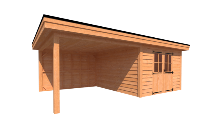 Tuinhuis met veranda plat dak 350 x 400 + 350cm Tuinhuis met veranda plat dak 350 x 400 + 350cm