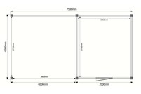 Tuinhuis met veranda plat dak 350 x 400 + 400cm Tuinhuis met veranda plat dak 350 x 400 + 400cm
