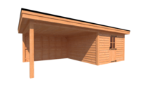 Tuinhuis met veranda plat dak 350 x 400 + 400cm Tuinhuis met veranda plat dak 350 x 400 + 400cm