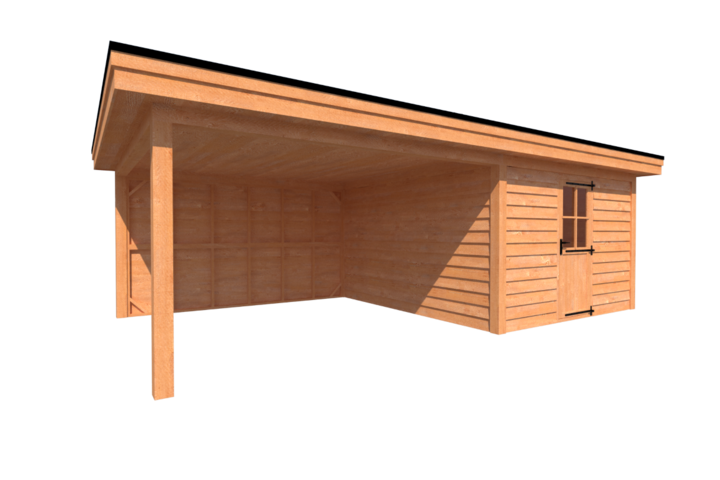 Tuinhuis met veranda plat dak 350 x 400 + 400cm Tuinhuis met veranda plat dak 350 x 400 + 400cm