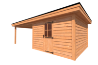 Tuinhuis met veranda plat dak 350 x 400 + 400cm Tuinhuis met veranda plat dak 350 x 400 + 400cm