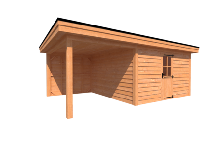 Tuinhuis met veranda plat dak 400 x 400 + 250cm Tuinhuis met veranda plat dak 400 x 400 + 250cm