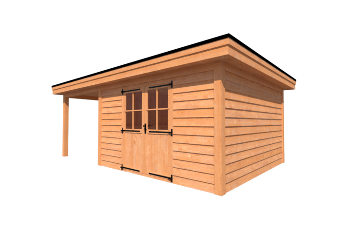 Tuinhuis met veranda plat dak 400 x 400 + 250cm Tuinhuis met veranda plat dak 400 x 400 + 250cm