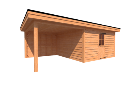 Tuinhuis met veranda plat dak 400 x 400 + 300cm Tuinhuis met veranda plat dak 400 x 400 + 300cm