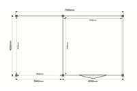 Tuinhuis met veranda plat dak 400 x 400 + 300cm Tuinhuis met veranda plat dak 400 x 400 + 300cm