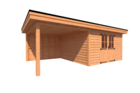 Tuinhuis met veranda plat dak 400 x 400 + 300cm Tuinhuis met veranda plat dak 400 x 400 + 300cm