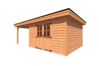 Tuinhuis met veranda plat dak 400 x 400 + 300cm Tuinhuis met veranda plat dak 400 x 400 + 300cm