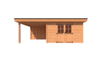 Tuinhuis met veranda plat dak 400 x 400 + 300cm Tuinhuis met veranda plat dak 400 x 400 + 300cm