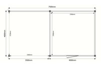 Tuinhuis met veranda plat dak 400 x 400 + 350cm
