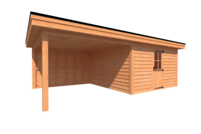 Tuinhuis met veranda plat dak 400 x 400 + 350cm