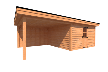 Tuinhuis met veranda plat dak 400 x 400 + 350cm Tuinhuis met veranda plat dak 400 x 400 + 350cm