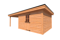 Tuinhuis met veranda plat dak 400 x 400 + 350cm