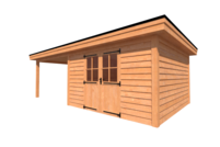 Tuinhuis met veranda plat dak 400 x 400 + 350cm