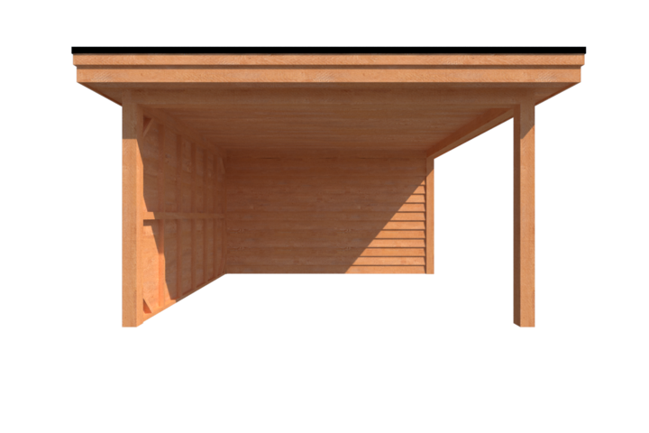 Tuinhuis met veranda plat dak 400 x 400 + 350cm