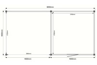 Tuinhuis met veranda plat dak 400 x 400 + 400cm