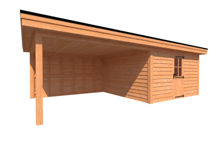 Tuinhuis met veranda plat dak 400 x 400 + 400cm Tuinhuis met veranda plat dak 400 x 400 + 400cm