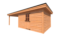 Tuinhuis met veranda plat dak 400 x 400 + 400cm