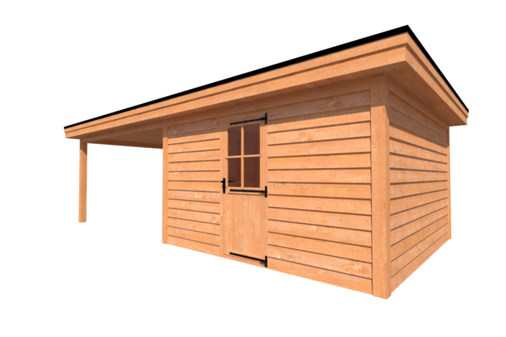 Tuinhuis met veranda plat dak 400 x 400 + 400cm