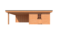 Tuinhuis met veranda plat dak 400 x 400 + 400cm