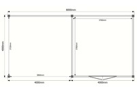 Tuinhuis met veranda plat dak 400 x 400 + 400cm Tuinhuis met veranda plat dak 400 x 400 + 400cm