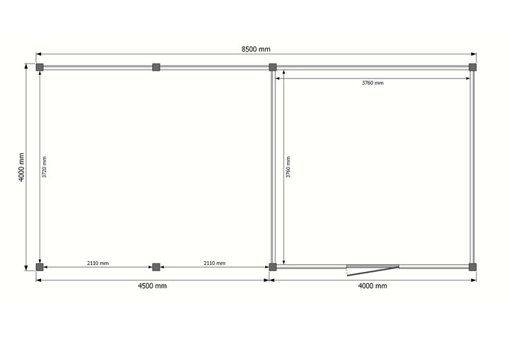 Tuinhuis met veranda plat dak 400 x 400 + 450cm Tuinhuis met veranda plat dak 400 x 400 + 450cm