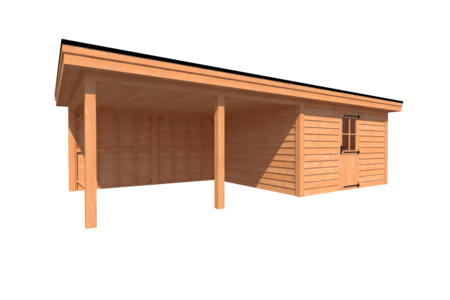 Tuinhuis met veranda plat dak 400 x 400 + 450cm Tuinhuis met veranda plat dak 400 x 400 + 450cm