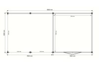 Tuinhuis met veranda plat dak 400 x 400 + 450cm