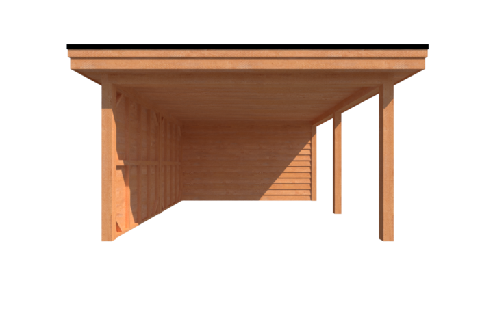 Tuinhuis met veranda plat dak 400 x 400 + 450cm