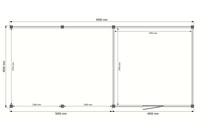 Tuinhuis met veranda plat dak 400 x 400 + 500cm Tuinhuis met veranda plat dak 400 x 400 + 500cm