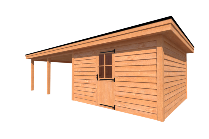 Tuinhuis met veranda plat dak 400 x 400 + 500cm Tuinhuis met veranda plat dak 400 x 400 + 500cm