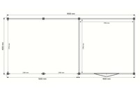 Tuinhuis met veranda plat dak 400 x 400 + 500cm