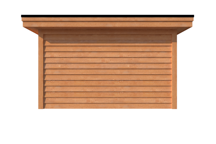 Tuinhuis met veranda plat dak 400 x 400 + 500cm