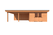 Tuinhuis met veranda plat dak 400 x 400 + 500cm