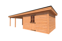 Tuinhuis met veranda plat dak 400 x 400 + 550cm