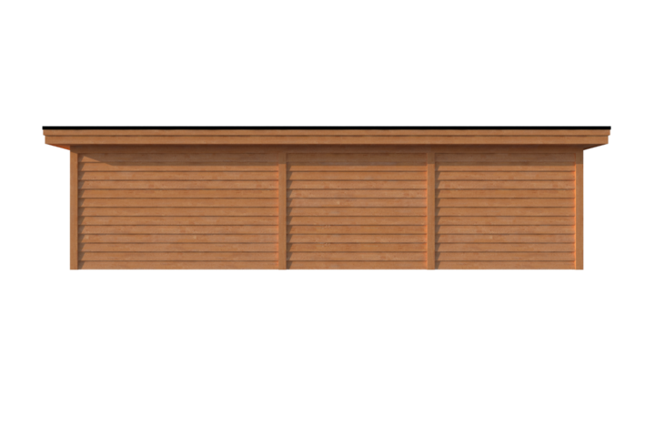 Tuinhuis met veranda plat dak 400 x 400 + 550cm