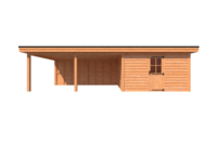 Tuinhuis met veranda plat dak 400 x 400 + 550cm