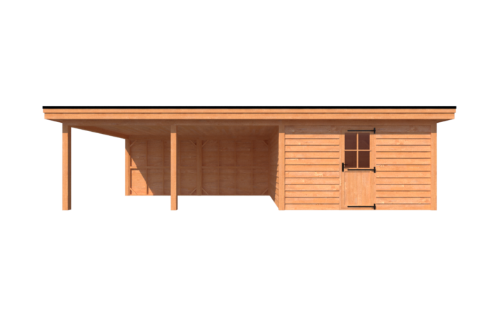 Tuinhuis met veranda plat dak 400 x 400 + 550cm