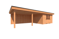 Tuinhuis met veranda plat dak 400 x 400 + 550cm