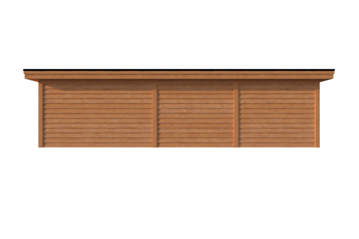 Tuinhuis met veranda plat dak 400 x 400 + 550cm