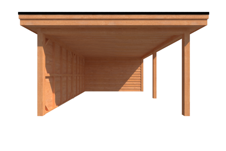 Tuinhuis met veranda plat dak 400 x 400 + 550cm