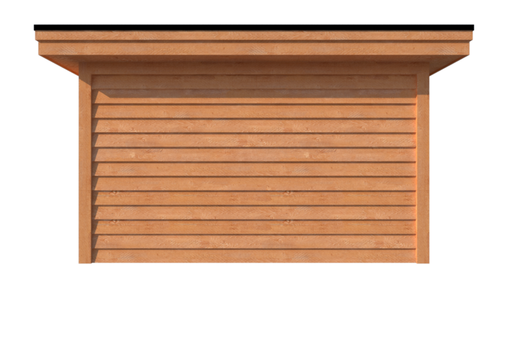 Tuinhuis met veranda plat dak 400 x 400 + 550cm