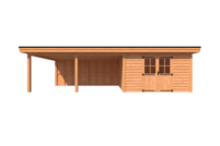 Tuinhuis met veranda plat dak 400 x 400 + 550cm