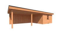 Tuinhuis met veranda plat dak 400 x 400 + 600cm