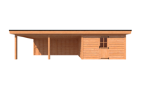 Tuinhuis met veranda plat dak 400 x 400 + 600cm