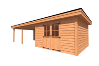 Tuinhuis met veranda plat dak 400 x 400 + 600cm Tuinhuis met veranda plat dak 400 x 400 + 600cm