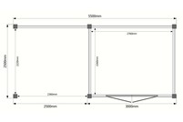 Tuinhuis met veranda plat dak 300 x 250 + 250cm Tuinhuis met veranda plat dak 300 x 250 + 250cm