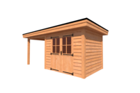 Tuinhuis met veranda plat dak 300 x 250 + 250cm Tuinhuis met veranda plat dak 300 x 250 + 250cm